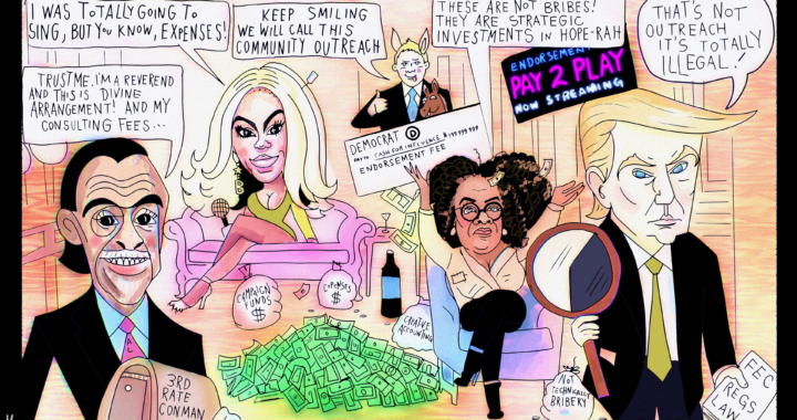President Donald Trump Political Cartoon Oprah Winfrey Reverend Al Sharpton Beyonce Democrat Endorsements
