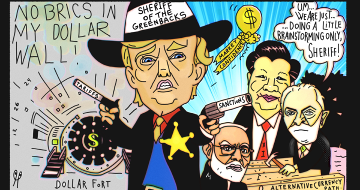President Donald Trump Brics Modi Lula Xi Dollar Political Cartoon