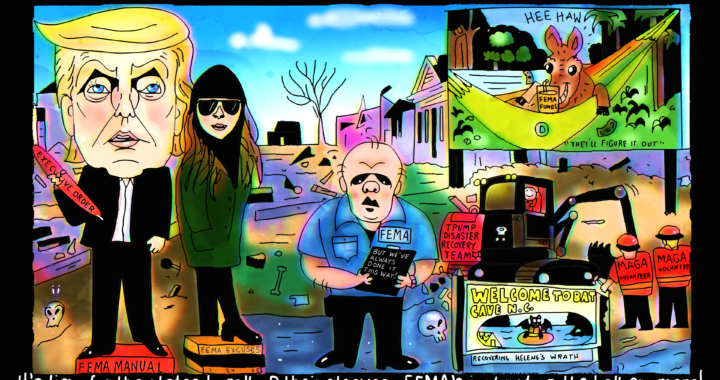 President Donald Trump and Flotus Melania visit North Carolina Political Cartoon about overhauling FEMA
