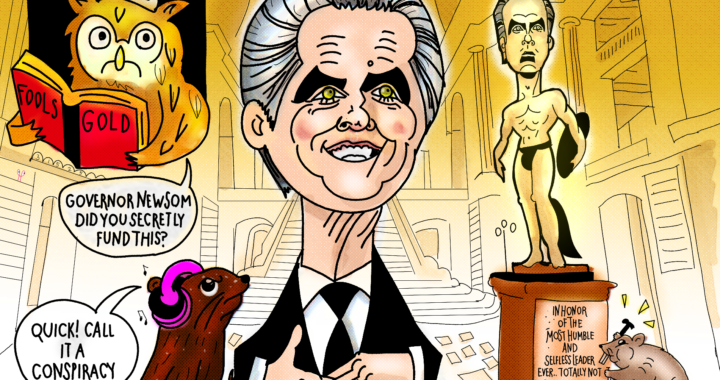 Gavin Newsom Statue Political Cartoon San Francisco City Hall