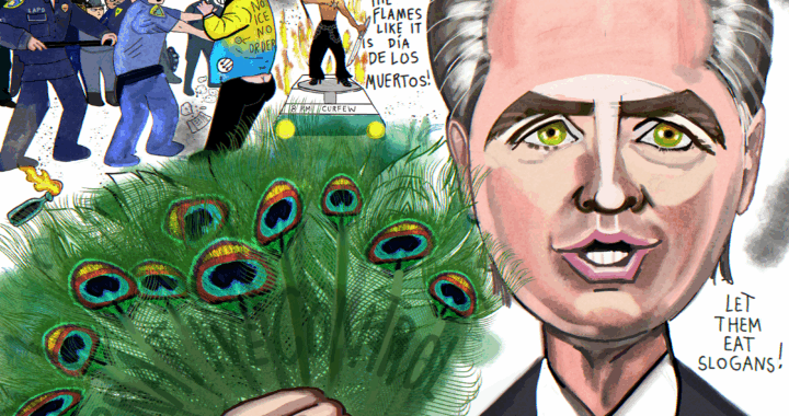 Gavin Newsom California L.A. riots Political Cartoon