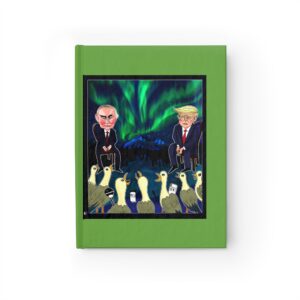 Aurora Diplomacy Notebook – Trump & Putin Anchorage Cartoon | Political Art Journal by Maria Grasmick Diplomatic Peace Journal | Cartoon Art Notebook, Gift for Politicians, Note-taking, Writing, Alaska Event Journal