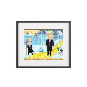 The Golden Path to Peace  Trump & Putin Alaska Summit Political Cartoon Framed Poster, Humorous Wall Art, Gift for Politics Lovers,
