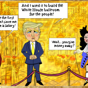 “The Salary Donors’ Club” – Framed Art Print (White House Ballroom Cartoon) Presidential Humor