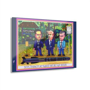 Full view of Diplomacy at 8,600 Miles an Hour political cartoon acrylic print